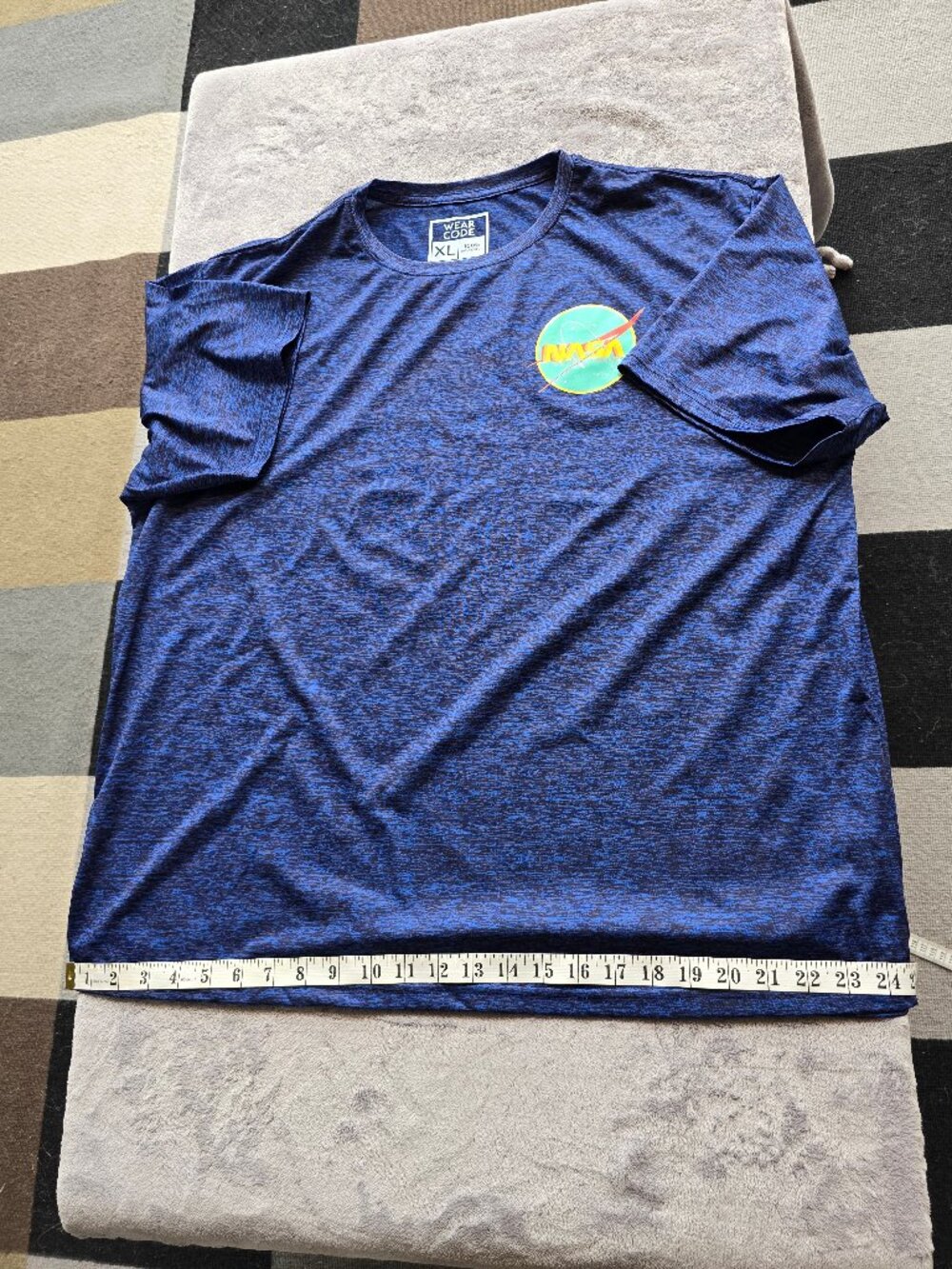 NASA mens blue heathered performance graphic T shirt XL